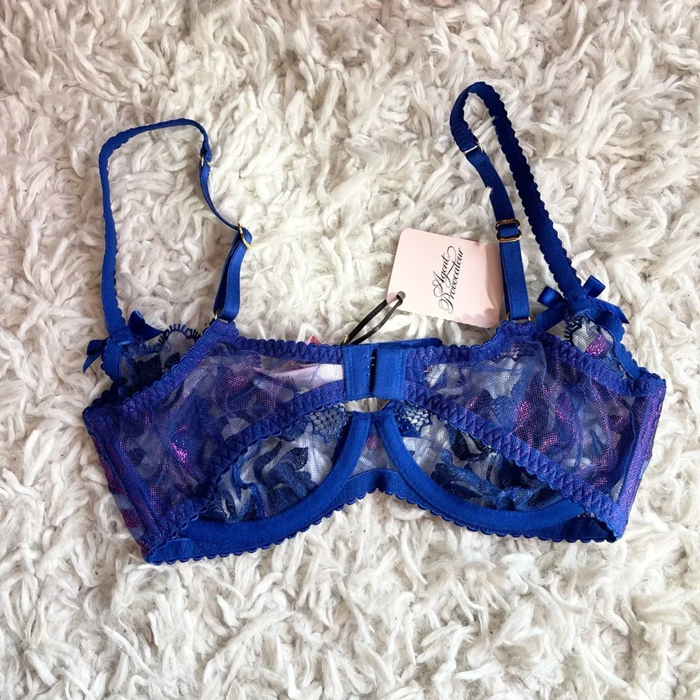 🆕Agent Provocateur sparkle blue bra pink purple‎ metallic details